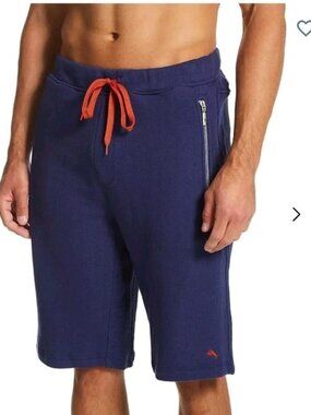 Tommy Bahama Men’s Loop French Terry Lounge Shorts  Navy Lg Zipper Pocket 34x11